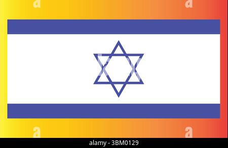 Gradient Israeli flag vector design with orange-yellow tones and traditional blue border layout Stock Vector