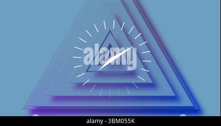 Displaying concentric triangles receding in digital art with circular white tick marks and pointer Stock Photo