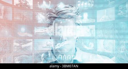 Virtual Data Technology with Backup Information Art Stock Photo