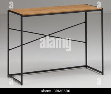 Steel frame wooden table isolated nature background with clipping path Stock Photo