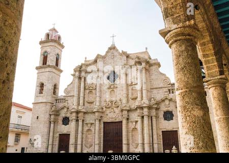Cuba, Havana. Havana Cathedral, Cuban Baroque facade. Stock Photo