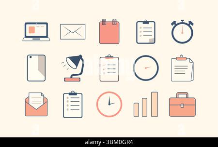 Flat Vector Illustration of Business and Office Related Items Stock Vector