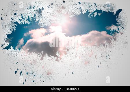 Splash on wall revealing cloud Stock Photo