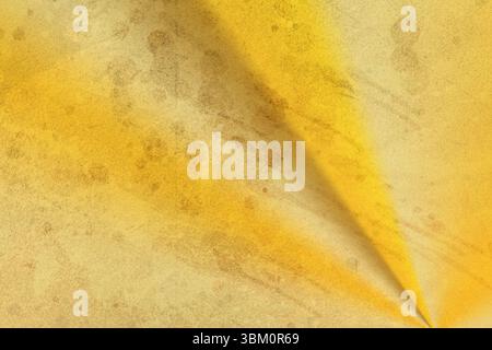 Flat design showing textured yellow surface with stains and diagonal fold, transparent background Stock Photo