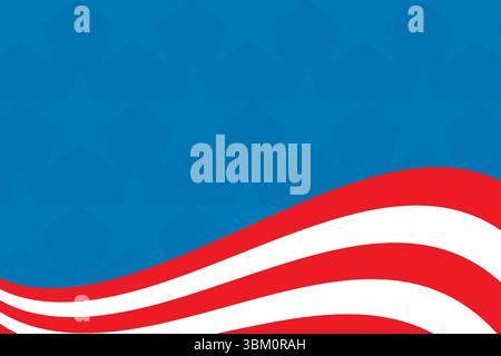 American flag is waving on transparent backdrop in flat design featuring blue field stars and stri Stock Photo