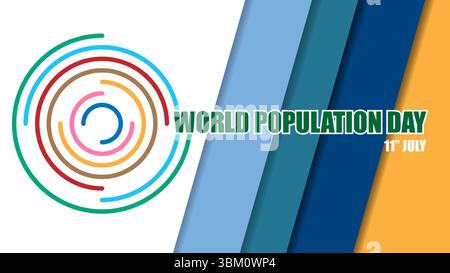 July 11 World Population Day Background Vector illustration, flat design banner template Stock Vector