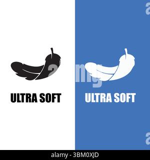 Ultra Soft Feather Icon  Minimalist Comfort Symbol Logo Design for Fabric, Tissue, or Hygiene Product Branding Soft and Gentle label. Soft and gentle Stock Vector