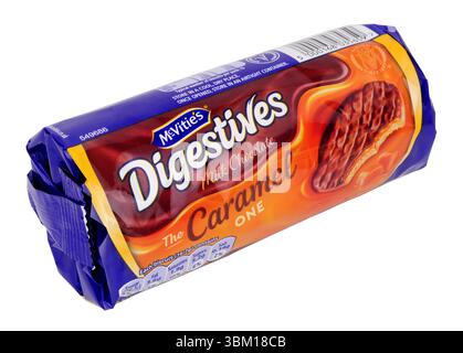 Mcvitie's caramel and milk chocolate wheatmeal digestive biscuits in a 250g pack Stock Photo
