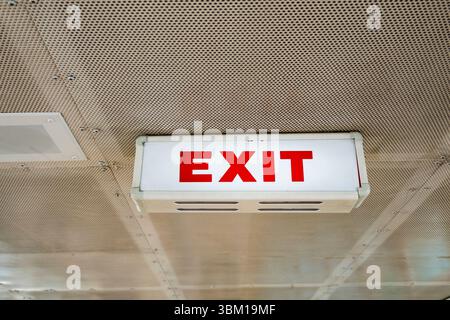 Exit sign on passenger ferry, Seattle, Washington State, USA. Stock Photo