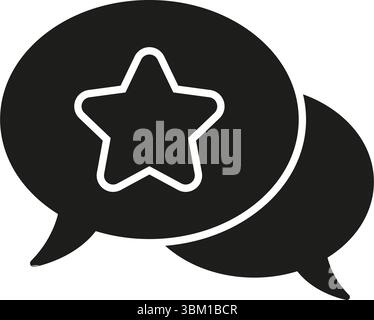Speech Bubble With Star Solid Icon. Customer Feedback, Review, And Rating Communication Silhouette Symbol. Public Opinion And Social Media Interaction Stock Vector