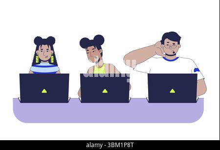 Writing code practice 2D vector illustration Stock Vector