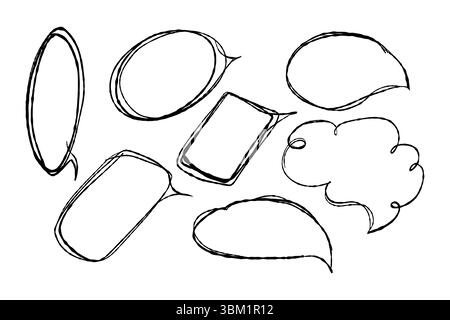 Crayon irregular speech bubble set Stock Vector