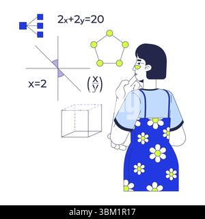 Learning mathematics for programming 2D illustration concept Stock Vector