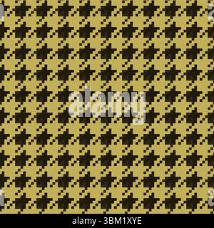 Geometric houndstooth black and yellow seamless pattern with pied-de-poule ornament. Monochrome graphic design. Modern minimalist stylish squared Stock Vector