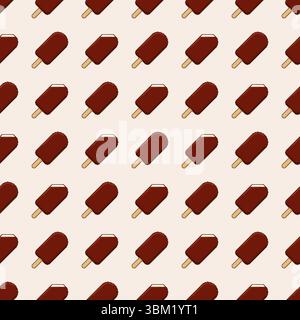 Chocolate popsicle pixel art seamless pattern. Vector illustration Stock Vector