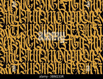 Pattern, ornament in the Gothic style. Vector. Alphabet. Symbols are black on a white background. Calligraphy and lettering. Medieval Latin letters. L Stock Vector