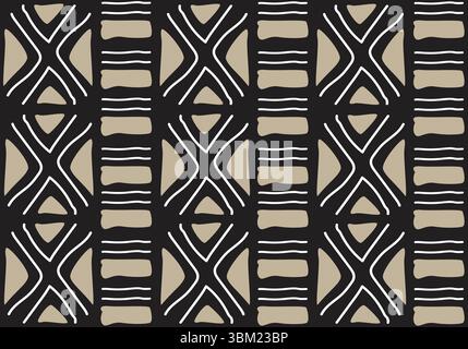 African Bogolan printed fabric Stock Vector