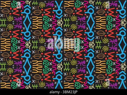 African Bogolan printed fabric Stock Vector