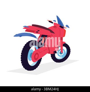 Illustration of a red motorcycle in the enduro style. A bike without a motorbike. Vector. An image for design projects and websites. Stock Vector