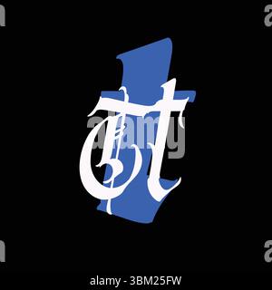 A Gothic letter made in the old medieval style. Vector. Calligraphy and lettering. Medieval Latin writing. The logo for the company. The monogram. An Stock Vector