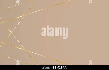 Abstract background low poly golden lines with beige color background, empty wallpaper Stock Vector