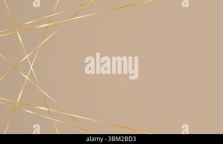 Low poly abstract white and golden lines on beige background, empty space Stock Vector