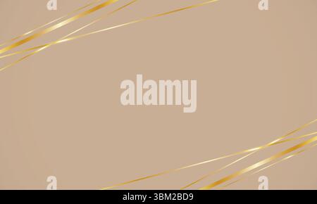 low poly golden lines background with beige color, blank space Stock Vector