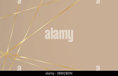 Low poly abstract white and golden lines background, empty background Stock Vector