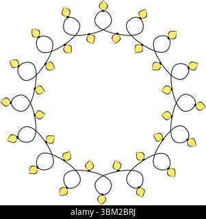 Round garland frame vector illustration. graphic line ink illustration. Round frame for photo. Perfect for cards, decorations, stickers, logo, menu, v Stock Vector