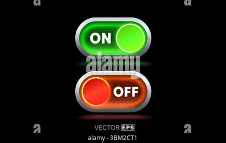 On off switch button ui isolated black background. Vector illustration Stock Vector