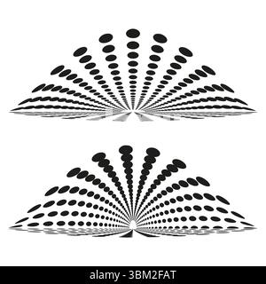 Fan pattern design. Radiating line elements. Vector spread shapes. Black decorative motifs. Stock Vector