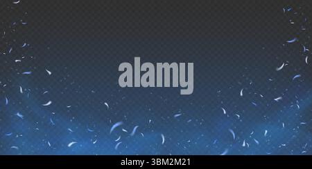 Blue fire and electric sparks with flying embers and cold dust. Fiery glow, smoke, and glitter create magical witchcraft vibe. Abstract vector background with neon light and starry fireworks effect. Stock Vector