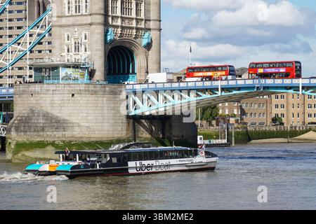 Thames clipper, Uber Boat on the River Thames in London England United Kingdom UK Stock Photo