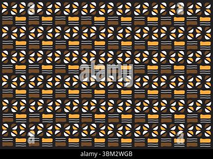 African Bogolan printed fabric Stock Vector