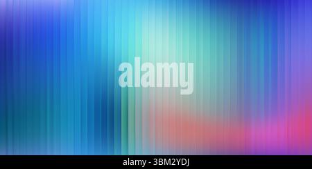 Corrugated iridescent glass background with gradient ribbed abstract design and blue pattern. Color effect with neon line blur and metal light. Vector Stock Vector