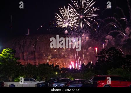 Fireworks display at Stone Mountain Park near Atlanta, Georgia. (USA) Stock Photo