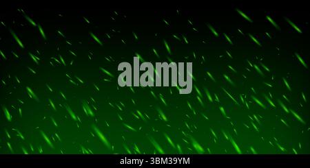 Green fire spark effect with glowing embers, fog and toxic mist. Abstract fantasy flame with light, smoke and particles on dark background. Magic vector texture with motion, heat and sparkle. Stock Vector