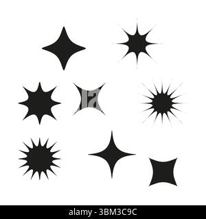 Star shapes collection. Solid black elements. Decorative celestial objects. Vector cosmic symbols. Stock Vector