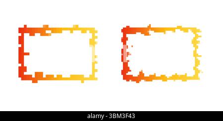 Mosaic pixel frames with vibrant fire-themed borders in retro 8 bit style Stock Vector