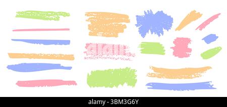 Hand-drawn colorful brush strokes and scribbles for creative highlight and decoration Stock Vector