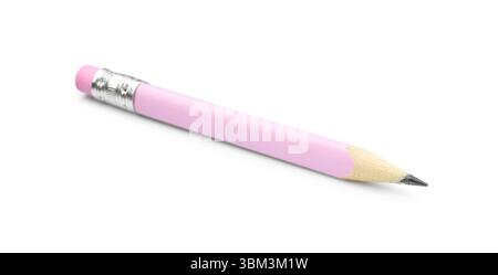 One graphite pencil with eraser isolated on white Stock Photo