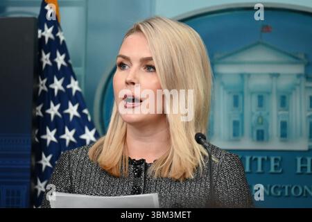 July 10th 2025 Tammy Bruce State Dept Spokesperson gives firm press briefing about Iran as no go zone.She also spoke to Russia and Ukraine Stock Photo