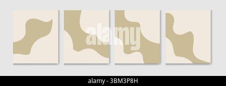 Soft beige and cream abstract forms with a minimalist aesthetic. Perfect for modern, boho, or Scandinavian interiors seeking calm and balance. Stock Vector