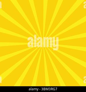 Vibrant yellow sunburst background with radial lines. Ideal for energetic designs, retro themes, promotions, comics, and attention-grabbing visuals. Stock Vector