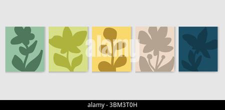 Minimalist tropical leaves in abstract forms, soft beige on taupe. Perfect for modern, boho, or Scandinavian-inspired home decor and digital projects Stock Vector