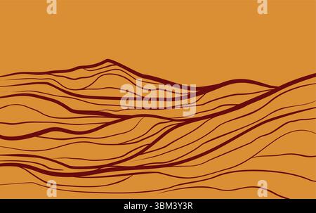landscape wallpaper design with mountain line arts. luxury mountain background design for cover. Stock Vector