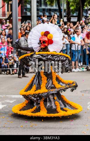 Mexican skulls during the Day of the Dead parade Stock Photo