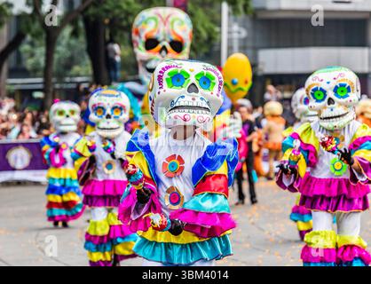 Mexican skulls during the Day of the Dead parade Stock Photo