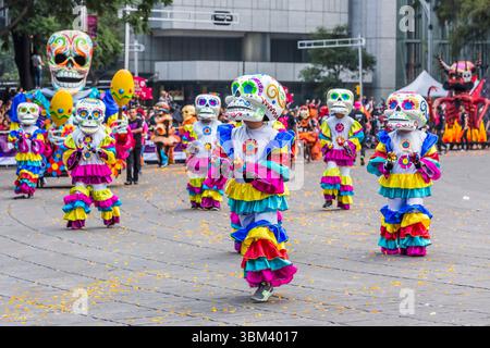 Mexican skulls during the Day of the Dead parade Stock Photo