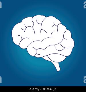 Brain design art with a blue gradient background Stock Vector